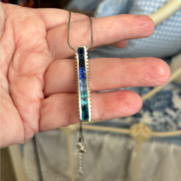 BRIGHTON Blue and Silver Jewelry Set Necklace, earrings, and matching bracelet. - Picture 6 of 7